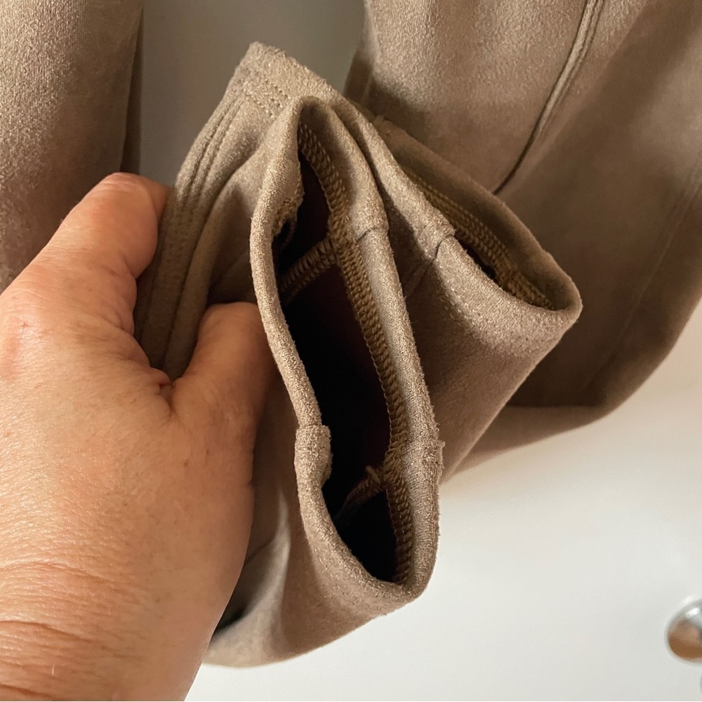 Spanx Stretch Faux Suede Control Top Shapewear Leggings Camel High Waist L - Picture 6 of 10
